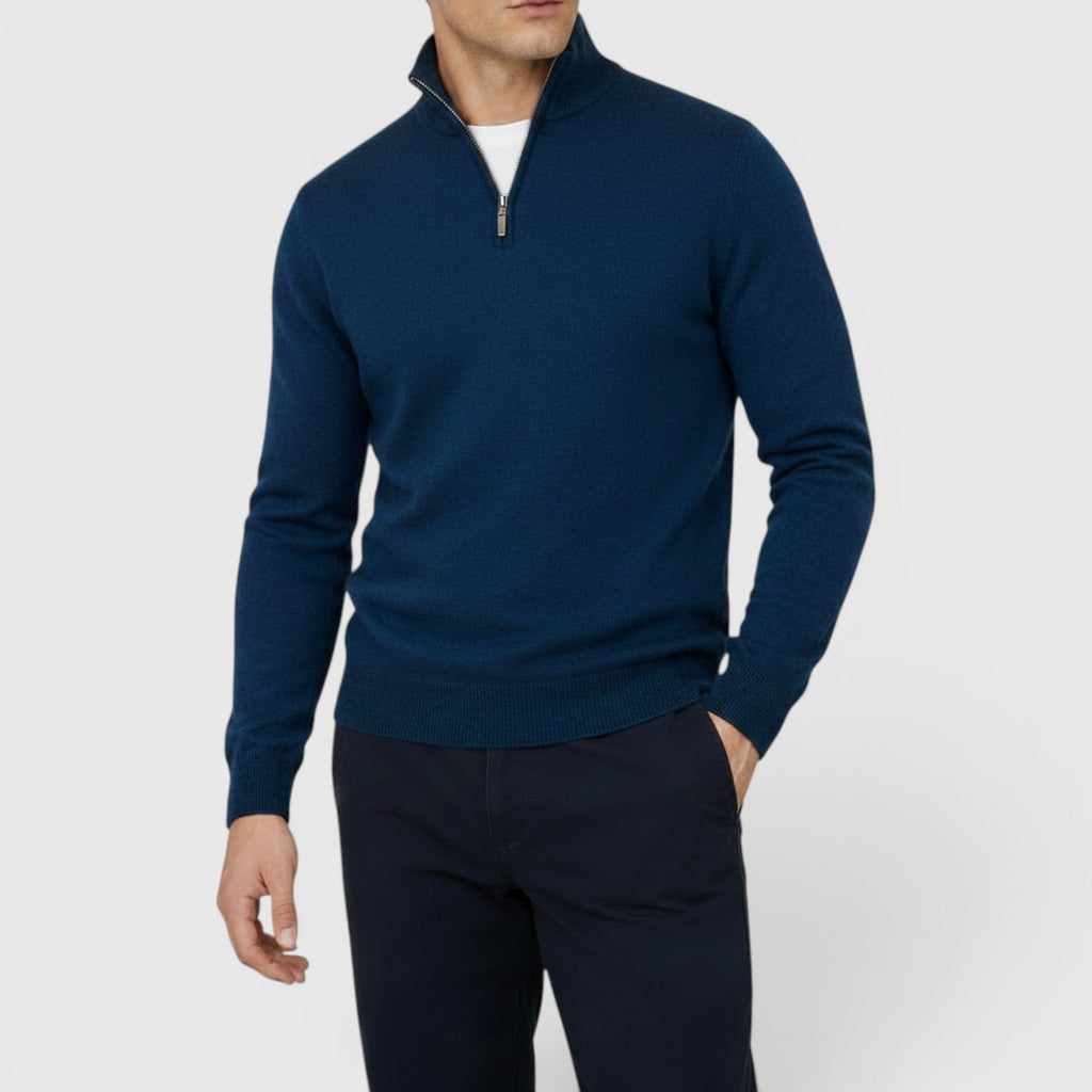 Noah | Men's Pure Cashmere Zip-Up Sweater Funnel Neck Knit