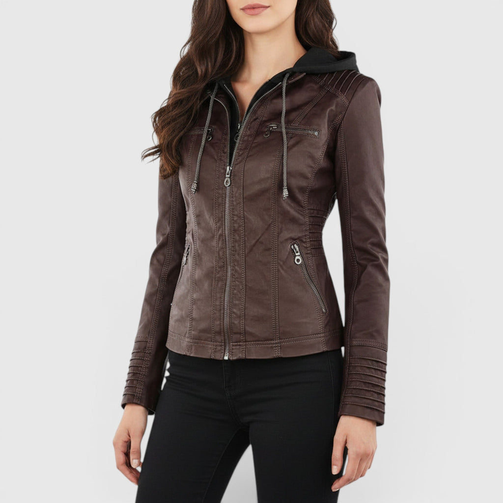 Grace Tailored Zip Front Leather Jacket