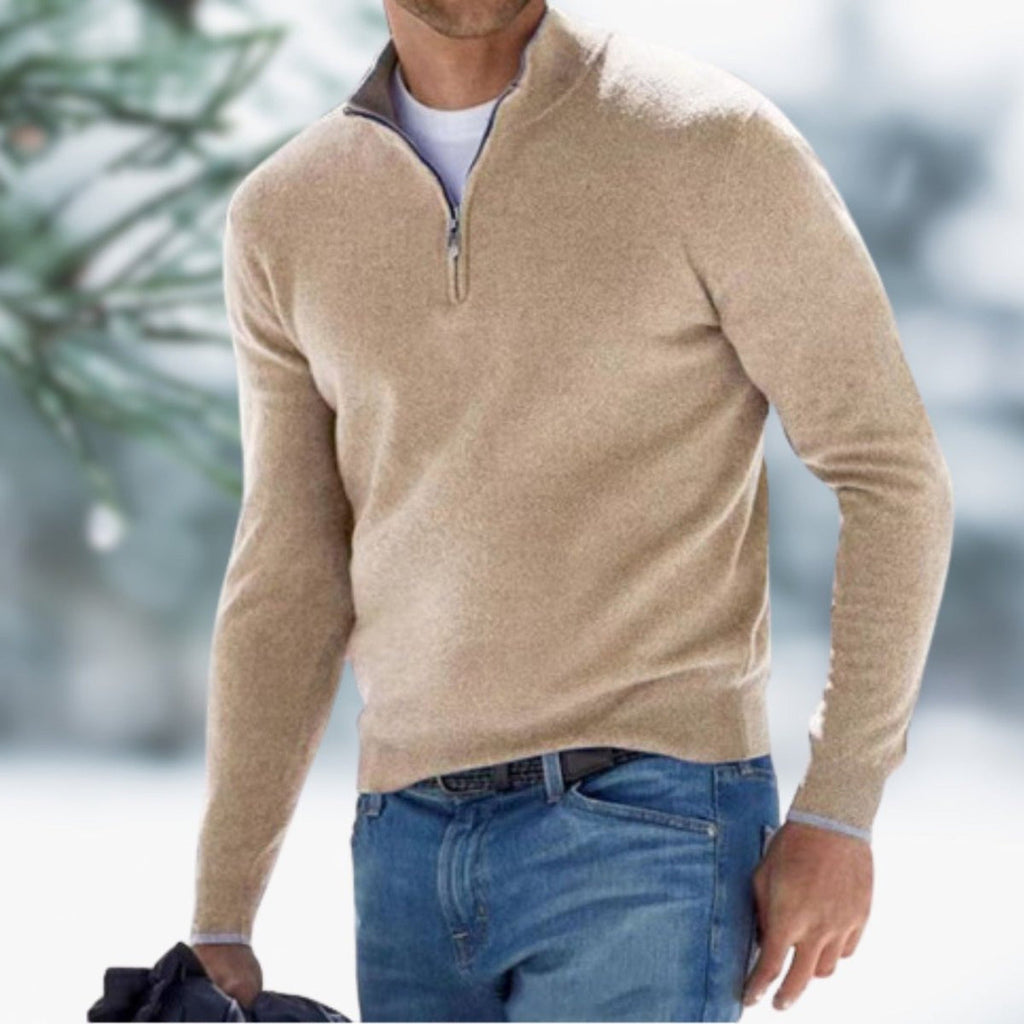 Karl Quarter-Zip Knit Sweater apricot – Mance Wear men's sweater