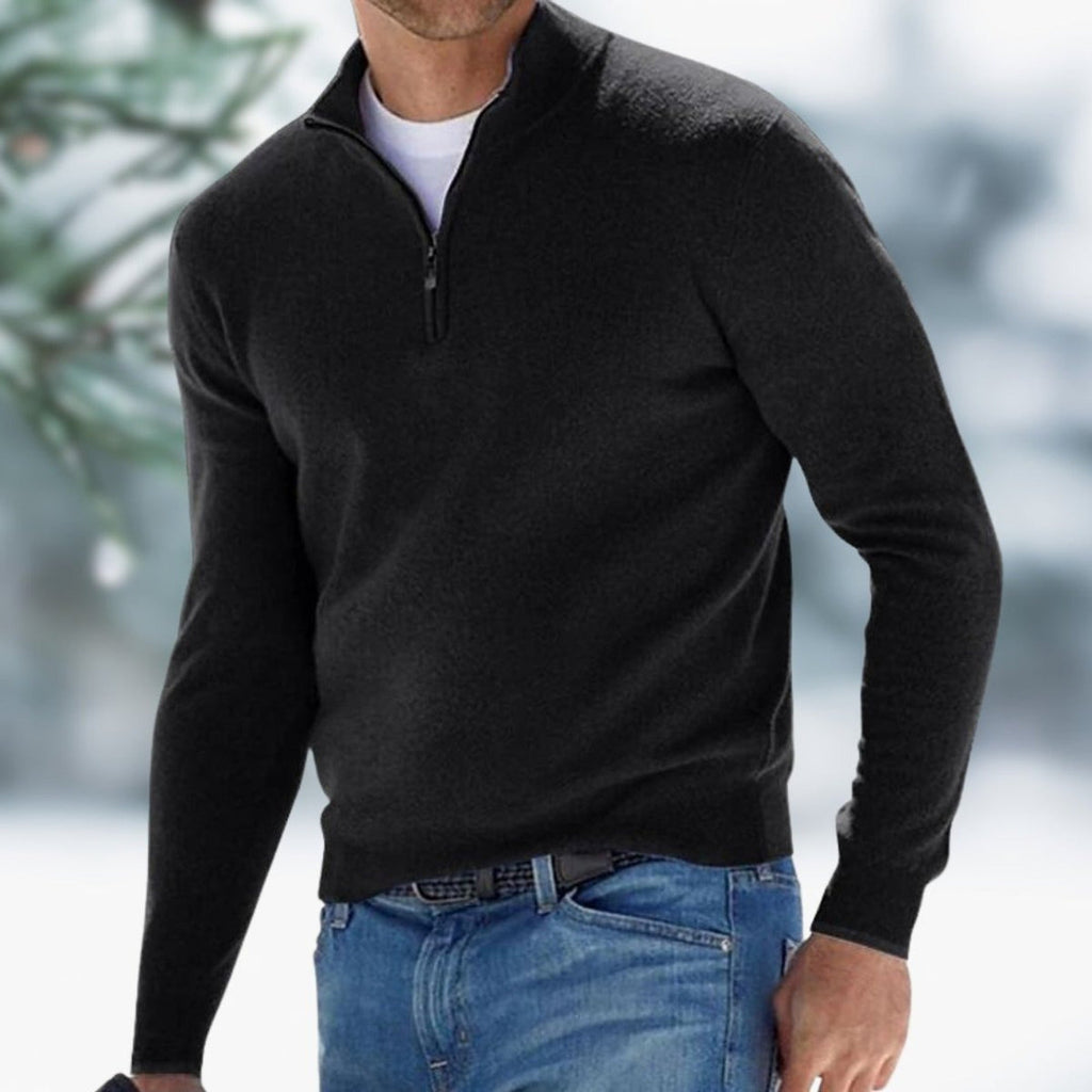 Karl Quarter-Zip Knit Sweater black – Mance Wear men's sweater