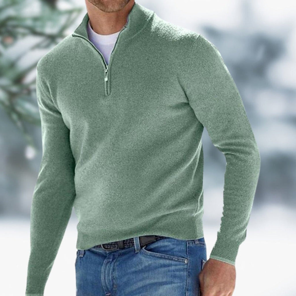 Karl Quarter-Zip Knit Sweater green – Mance Wear men's sweater