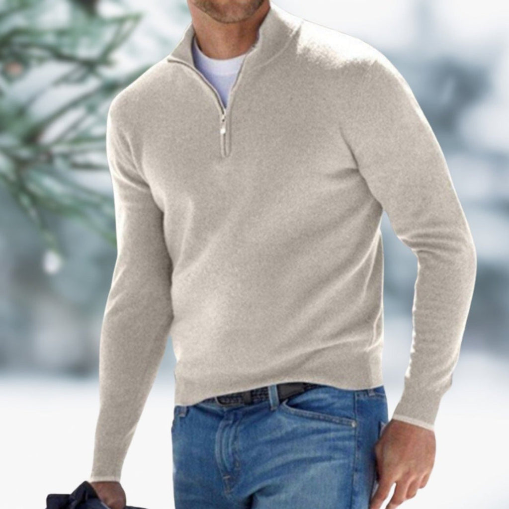 Karl Quarter-Zip Knit Sweater khaki – Mance Wear men's sweater
