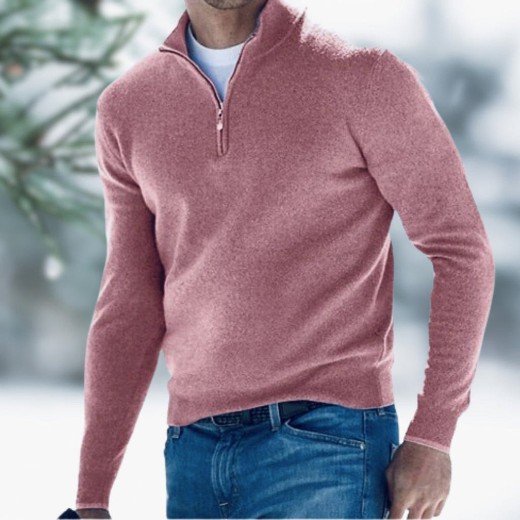 Karl Quarter-Zip Knit Sweater pink – Mance Wear men's sweater