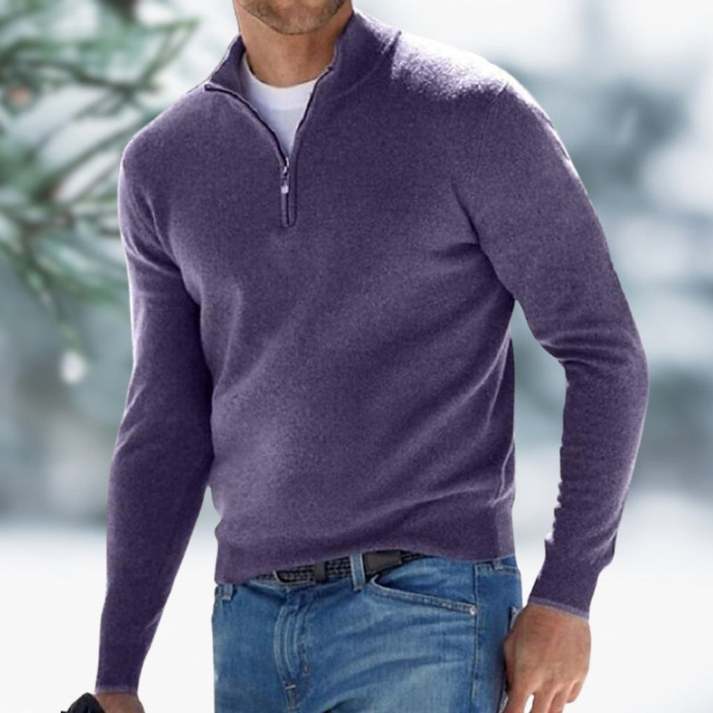 Karl Quarter-Zip Knit Sweater purple – Mance Wear men's sweater