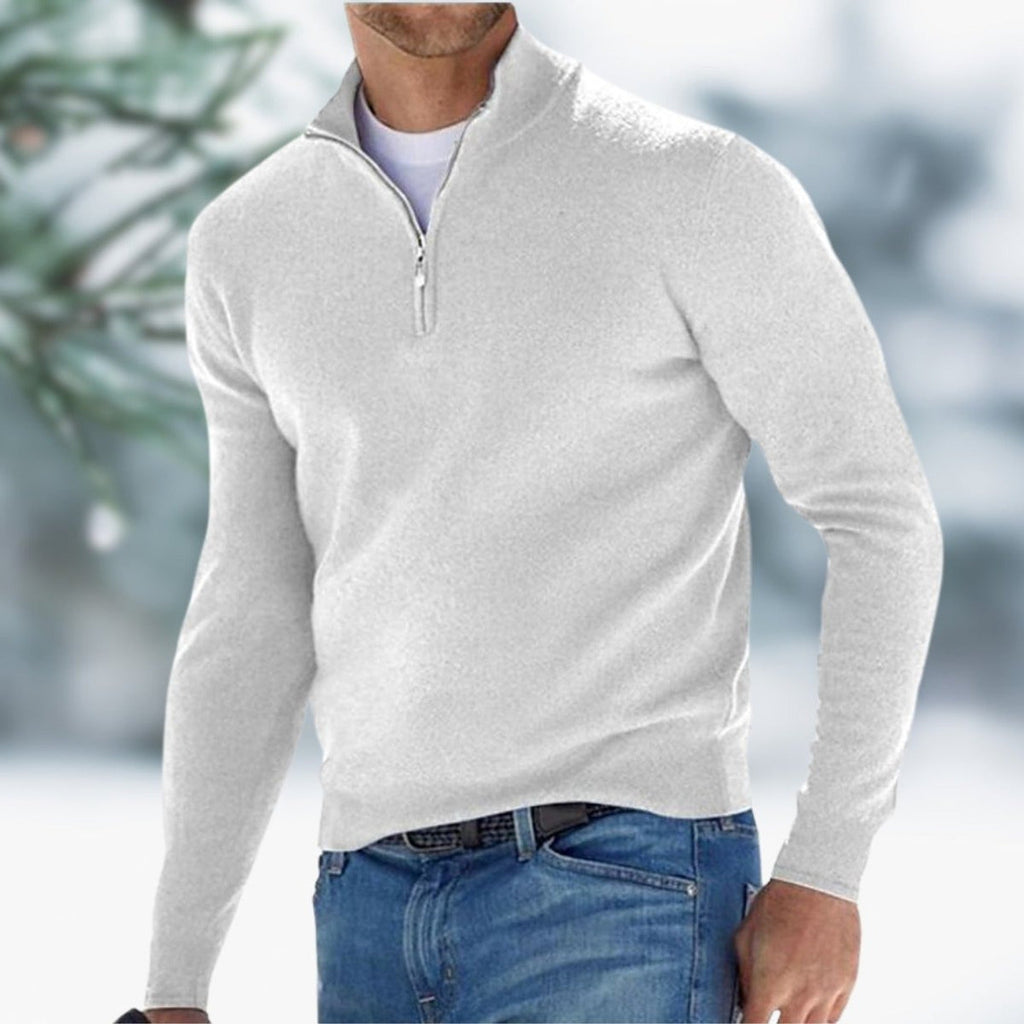 Karl Quarter-Zip Knit Sweater white – Mance Wear men's sweater