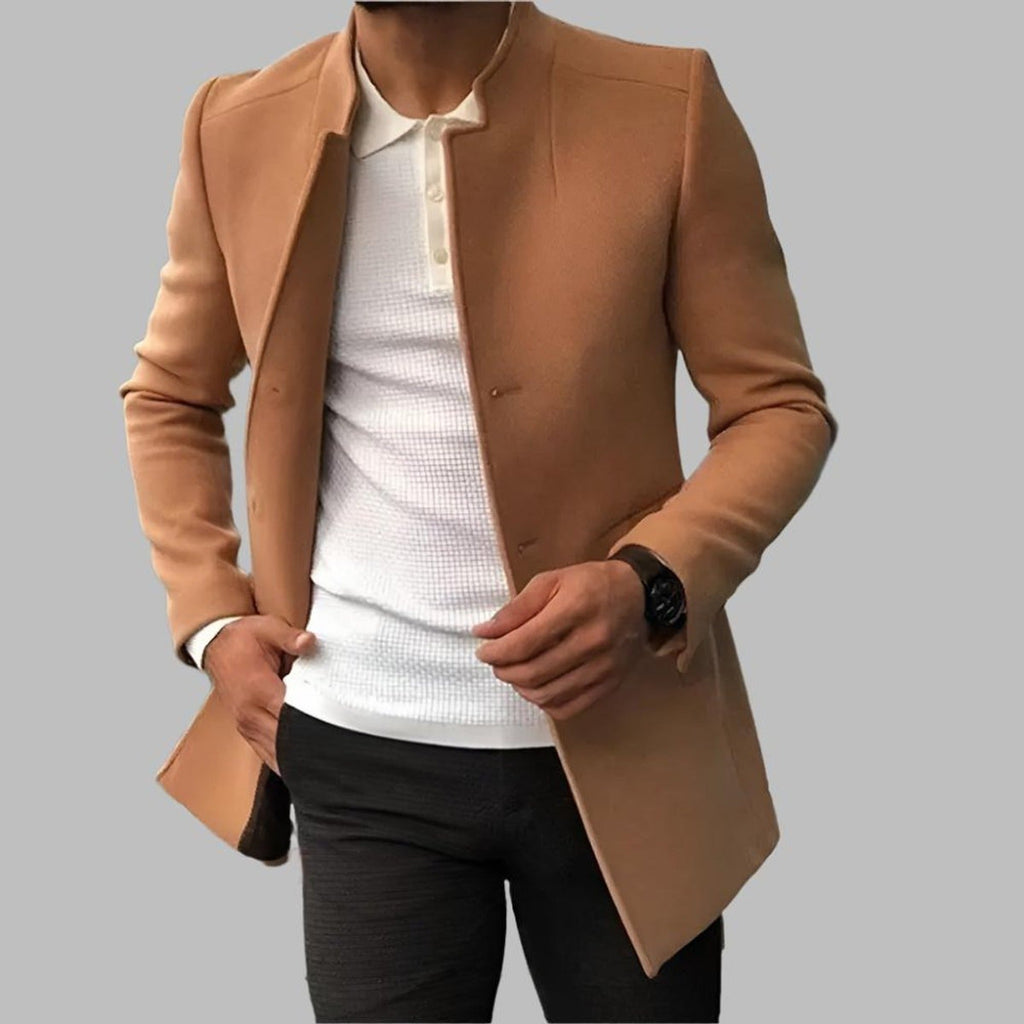Jack Collarless Wool Coat camel – Mance Wear men's coat