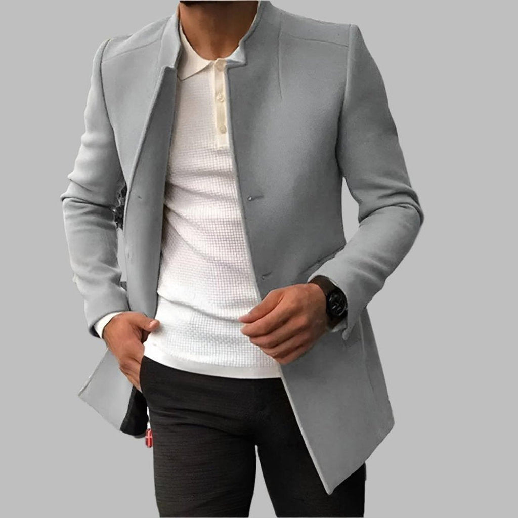 Jack Collarless Wool Coat gray – Mance Wear men's coat