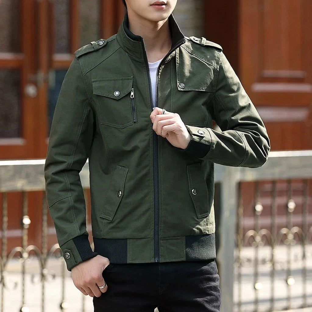 Caleb Casual Zip-Up Bomber Jacket green – Mance Wear men's jacket