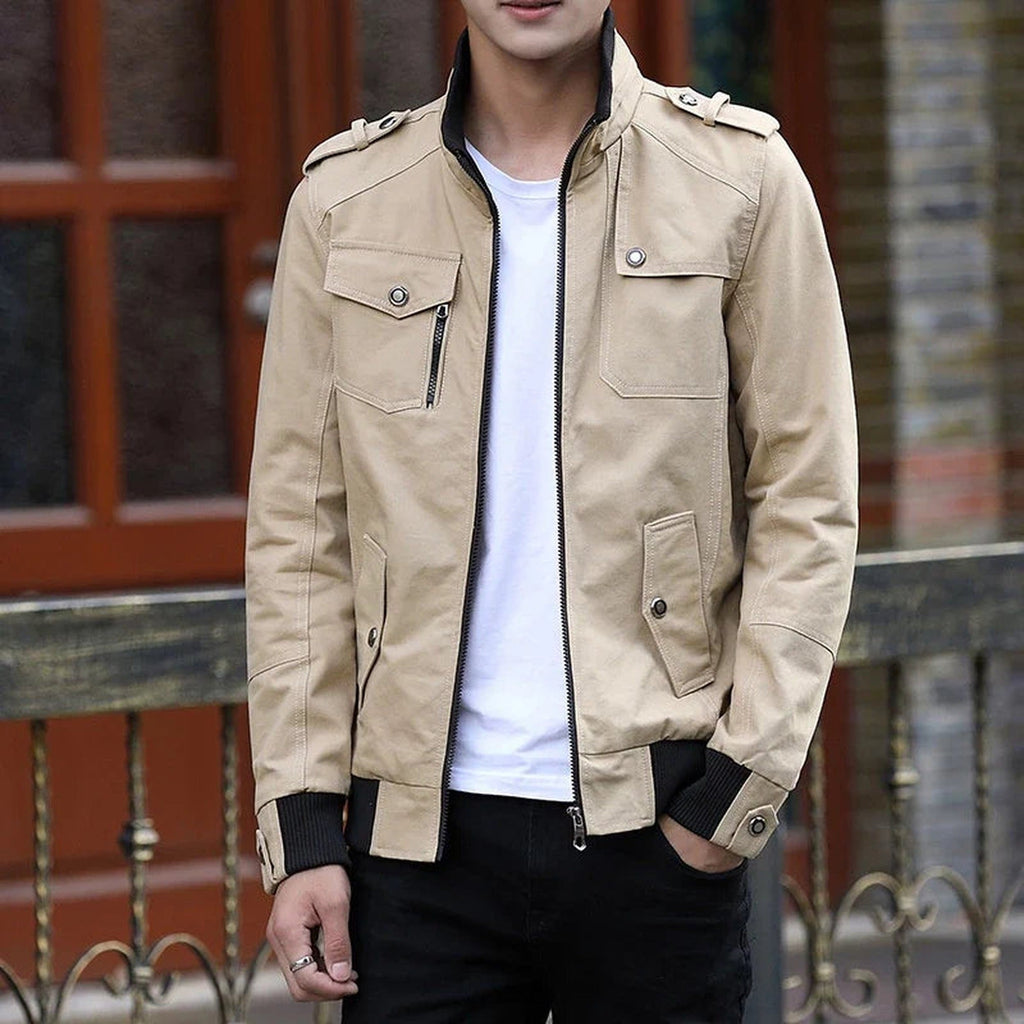 Caleb Casual Zip-Up Bomber Jacket khaki – Mance Wear men's jacket