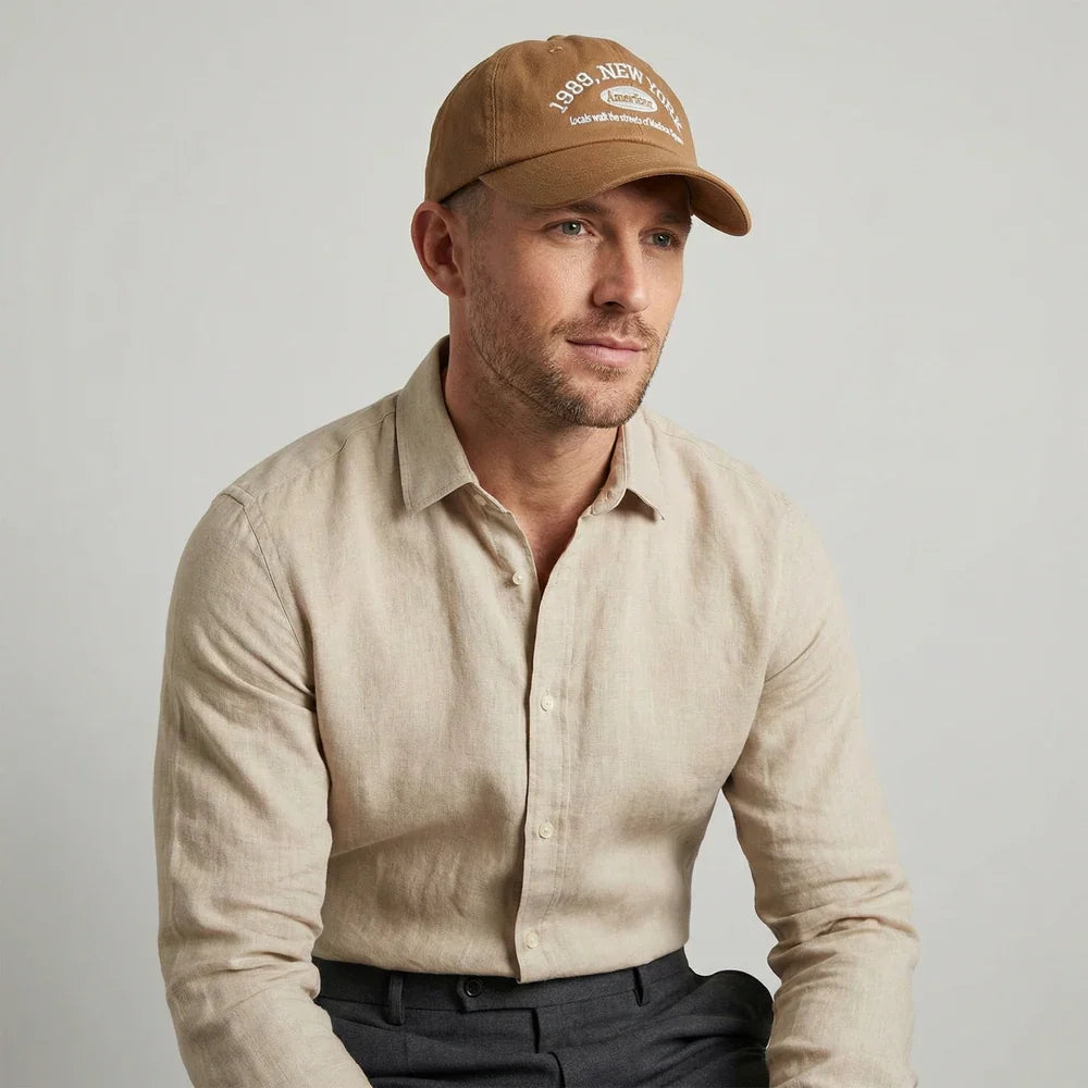 New York Cap – Embroidered Cotton – Adjustable Strapback - Mance Wear Brown