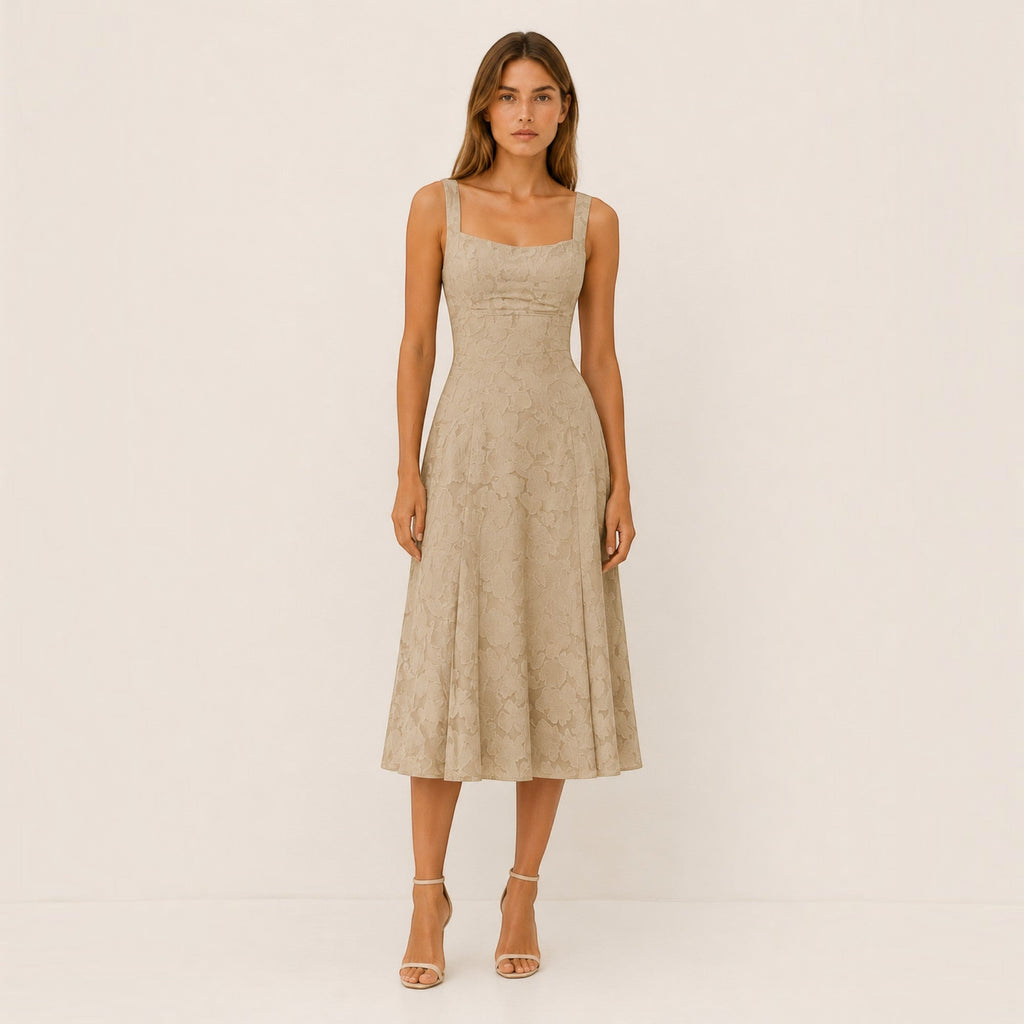 Isabelle | Women's Square Neck Midi Dress Timeless Wear