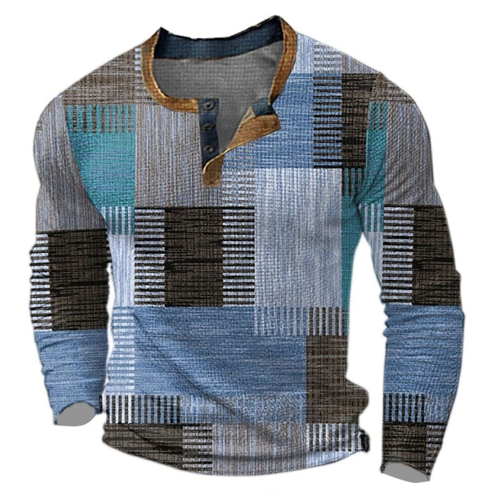 Graham Retro Colorblock Henley Sweater blue – Mance Wear men's sweater
