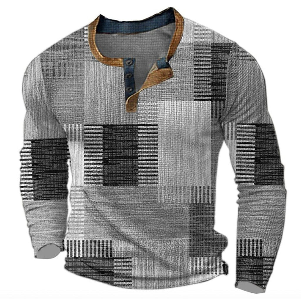 Graham Retro Colorblock Henley Sweater gray – Mance Wear men's sweater