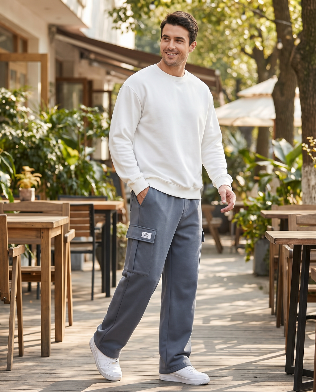Caleb Wide Leg Cargo Sweatpants, men's soft cotton lounge pants by Mance Wear