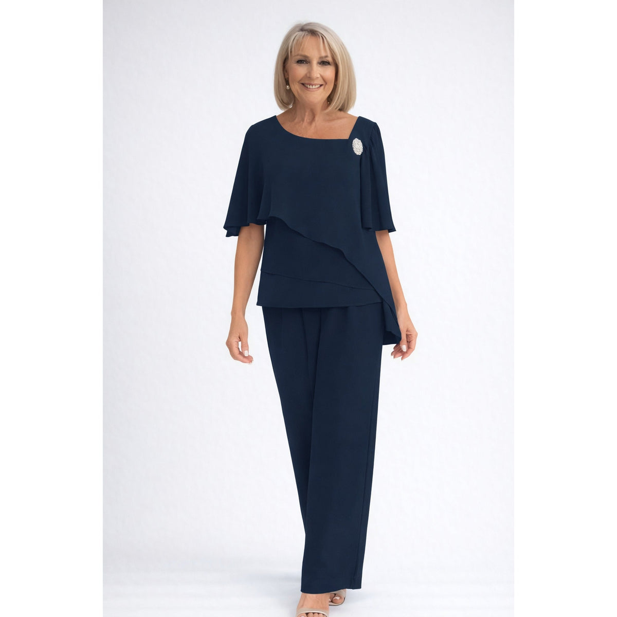 Thea Chiffon Cape Top & Trouser Set