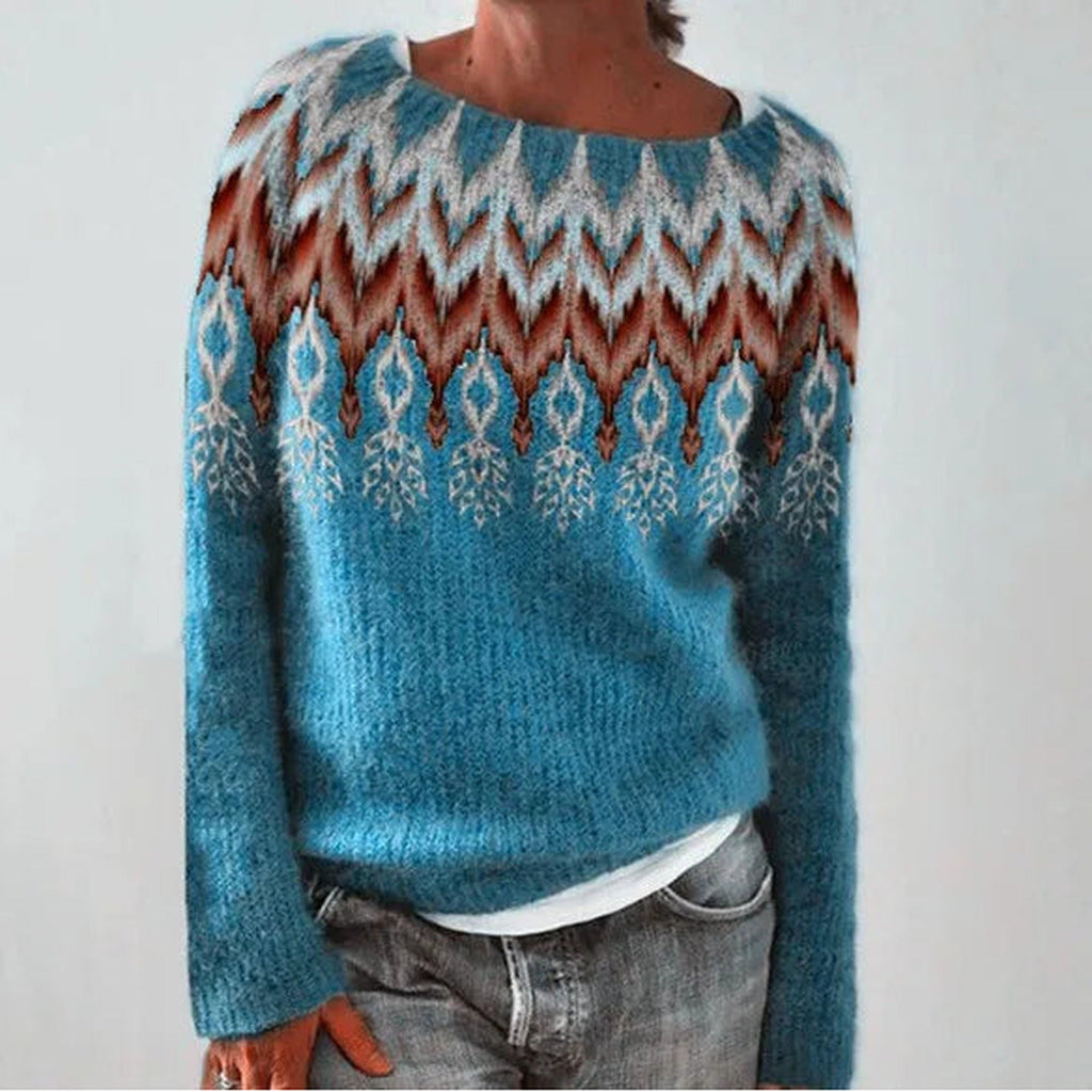 Iris | Crew Neck Fair Isle Sweater for Women