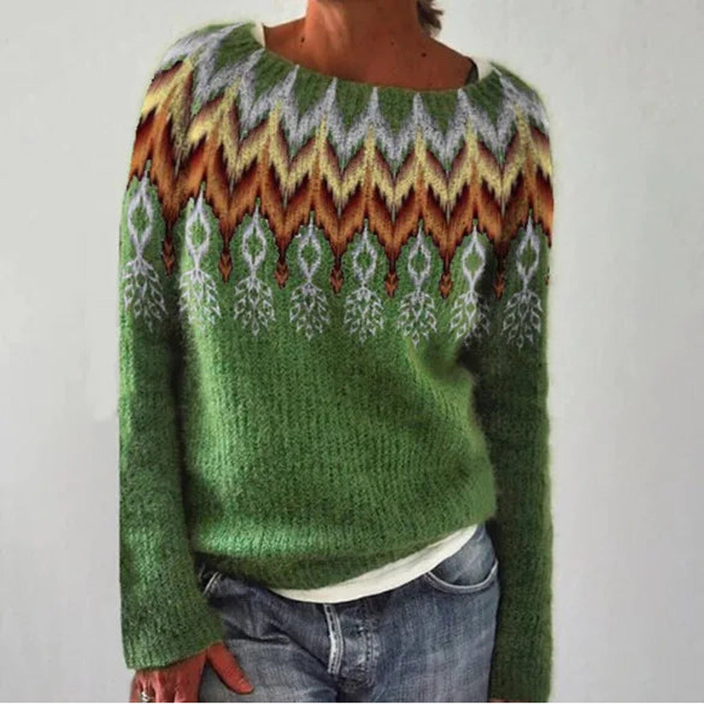 Iris | Crew Neck Fair Isle Sweater for Women