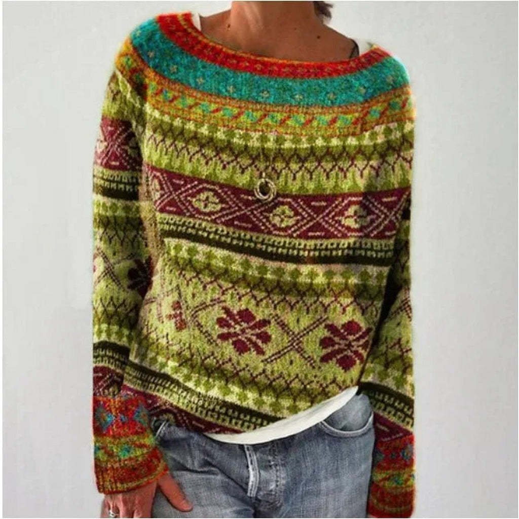 Iris | Crew Neck Fair Isle Sweater for Women