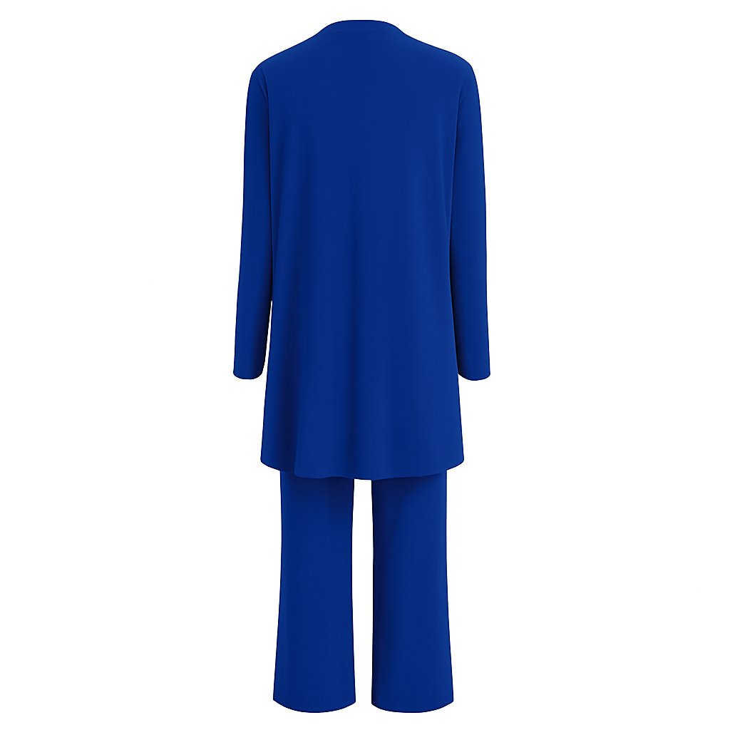 Jane women's 3-piece knit set in Blue - back view