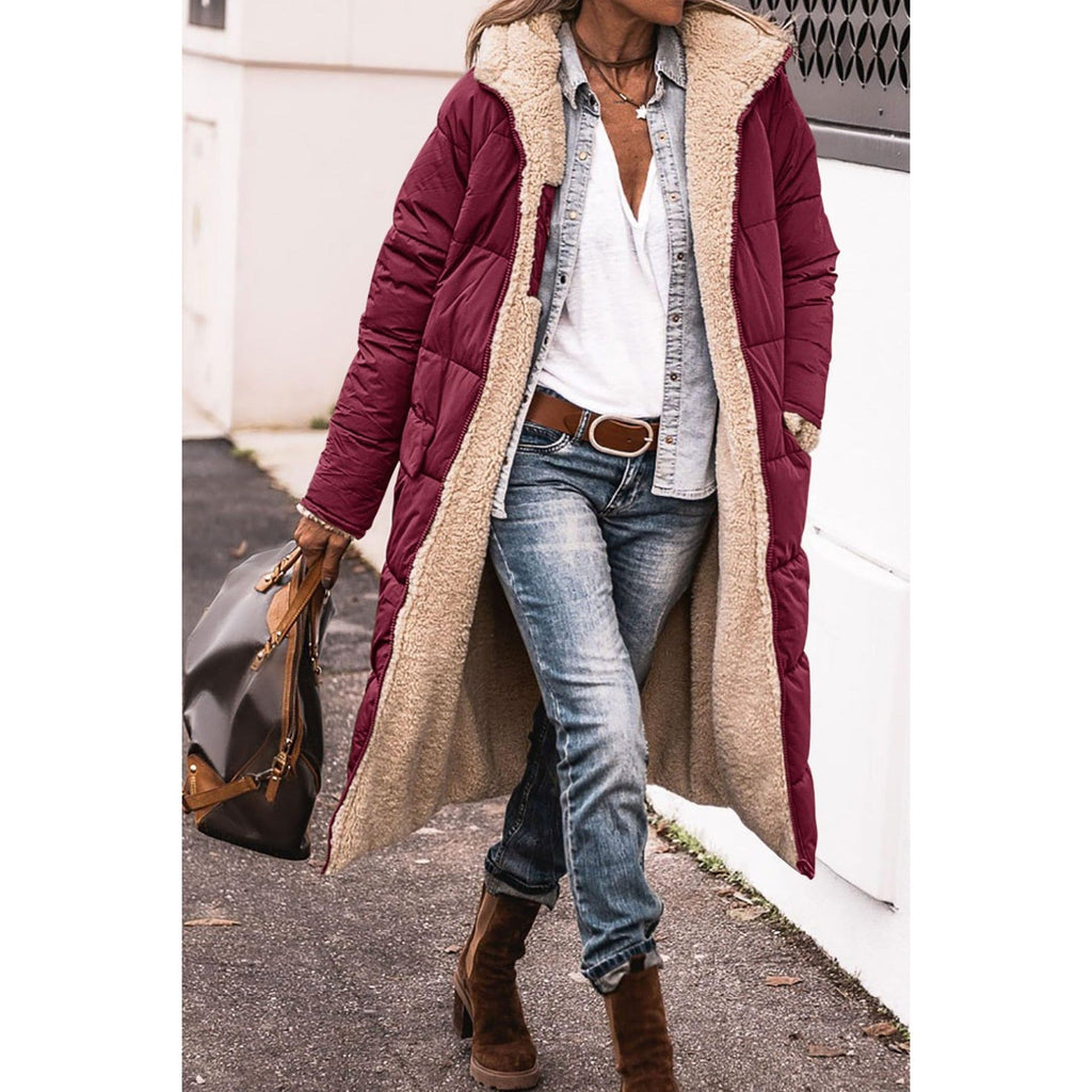 Lianne Reversible Sherpa Coat red – Mance Wear women's outerwear