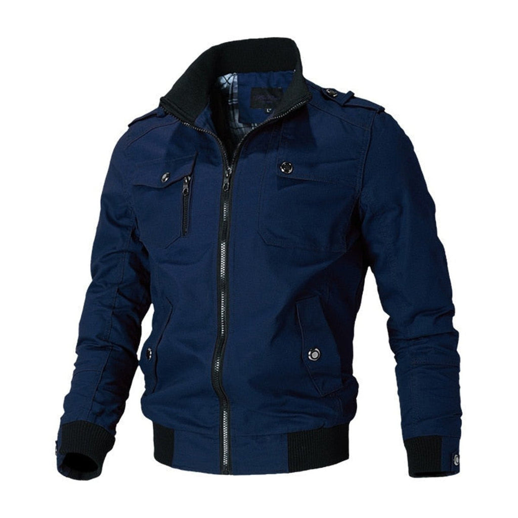Dean Military-Style Bomber Jacket blue – Mance Wear men's jacket