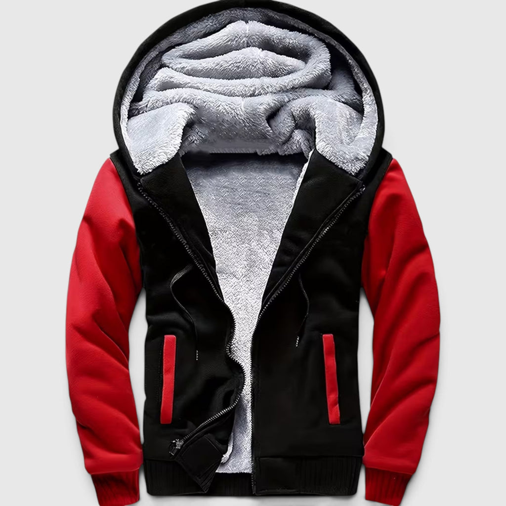 Elliot Sherpa Lined Zip Hoodie, men's colorblock winter jacket by Mance Wear