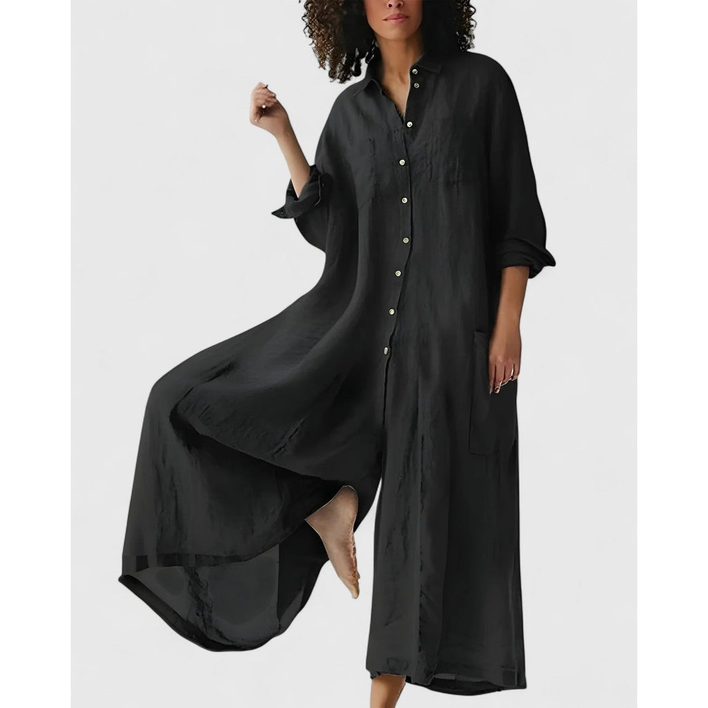 Camille Wide-Leg Jumpsuit black – Mance Wear women's jumpsuit