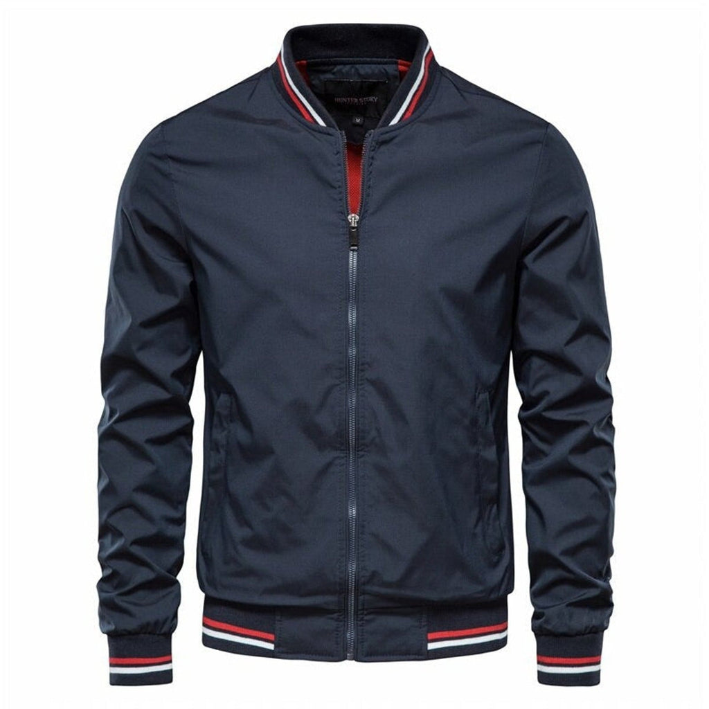 Gareth Ribbed Bomber Jacket navy blue – Mance Wear men's jacket