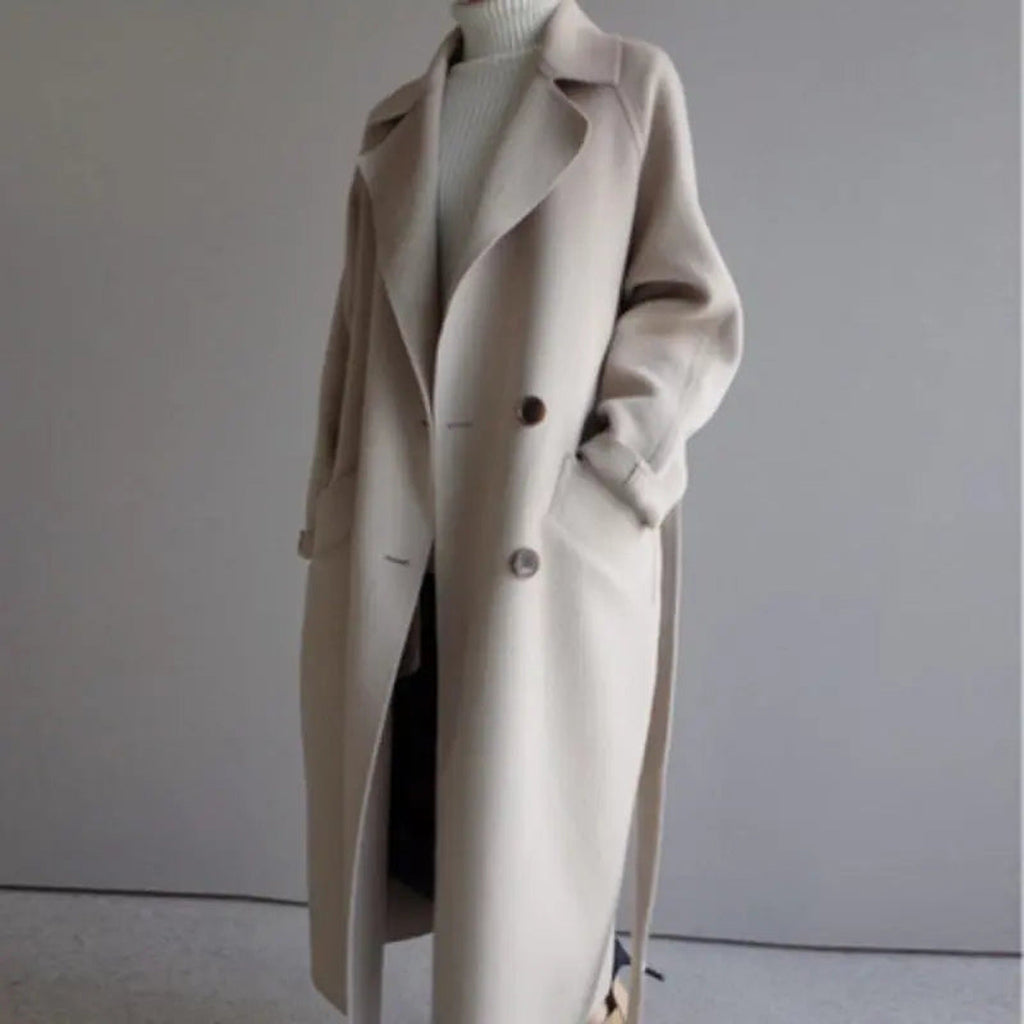 Kendra Chic Long Coat beige – Mance Wear women's wool coat