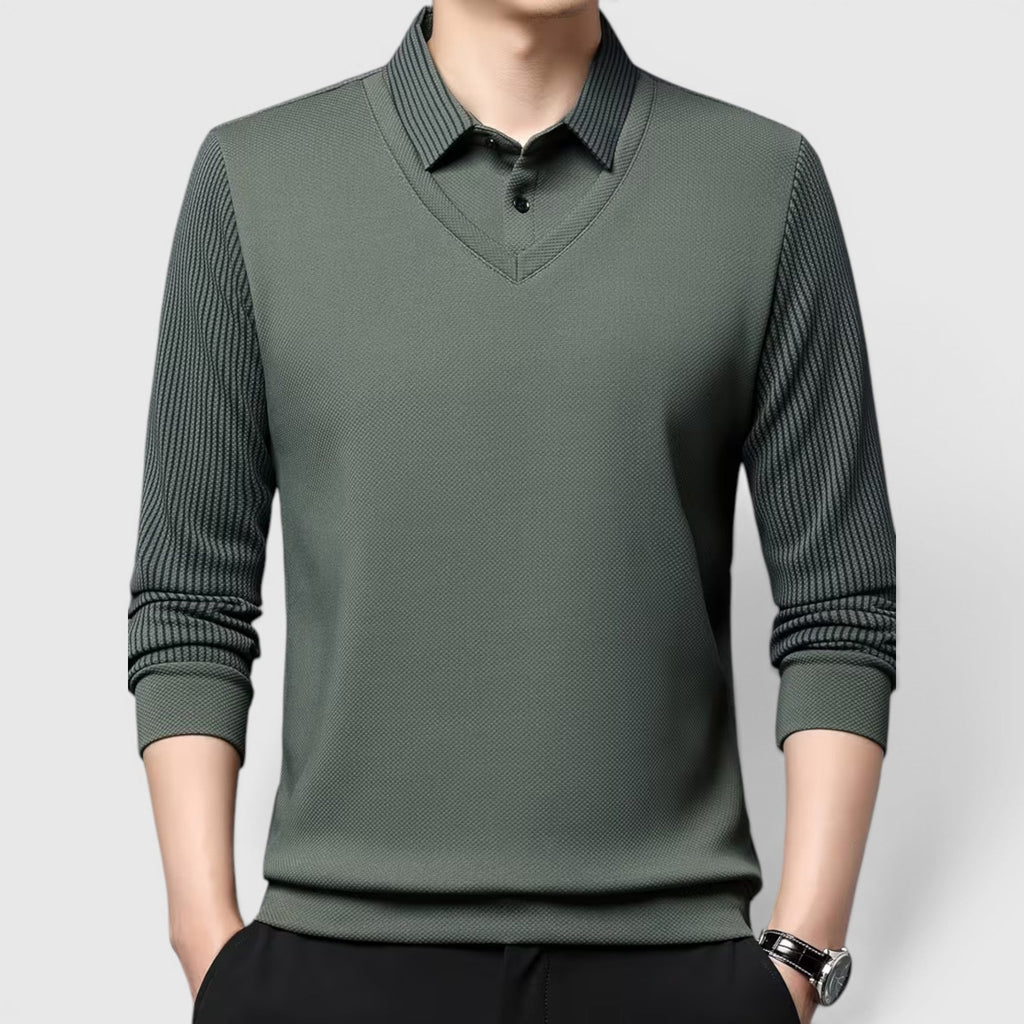 Connor Faux Two-Piece Polo Sweater