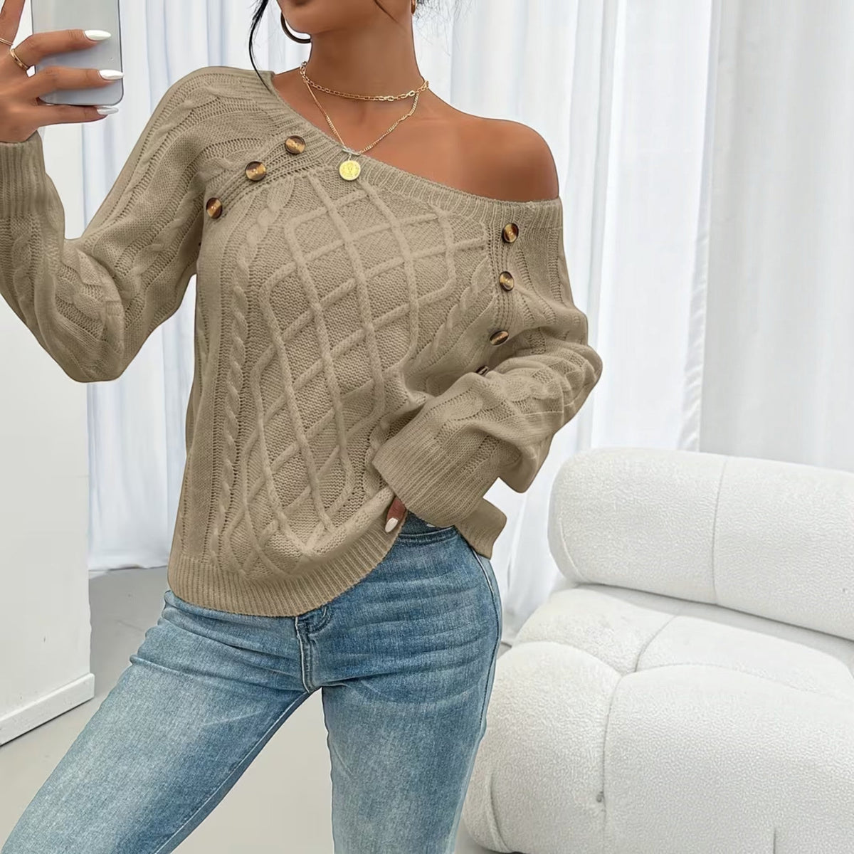 Trixie Button Detail Knit Sweater