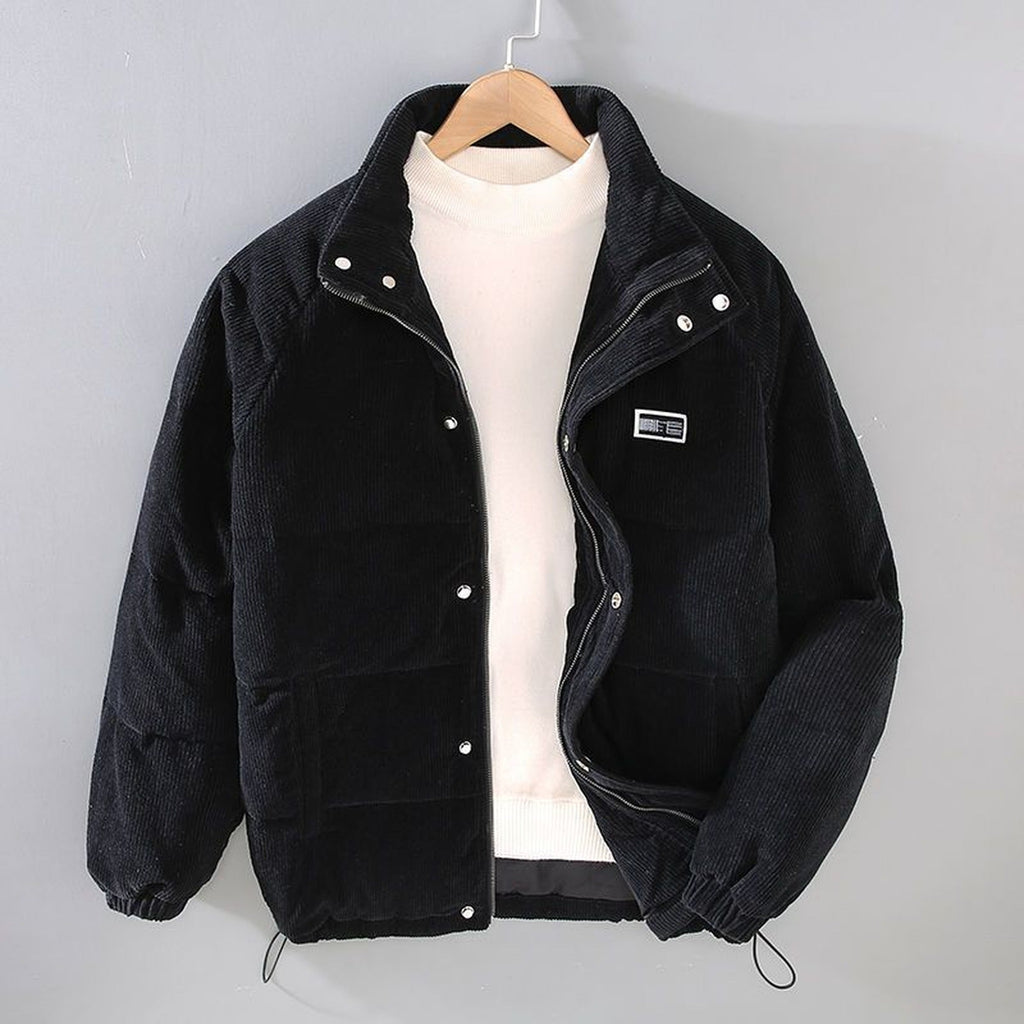Toby Corduroy Puffer Jacket black – Mance Wear men's jacket