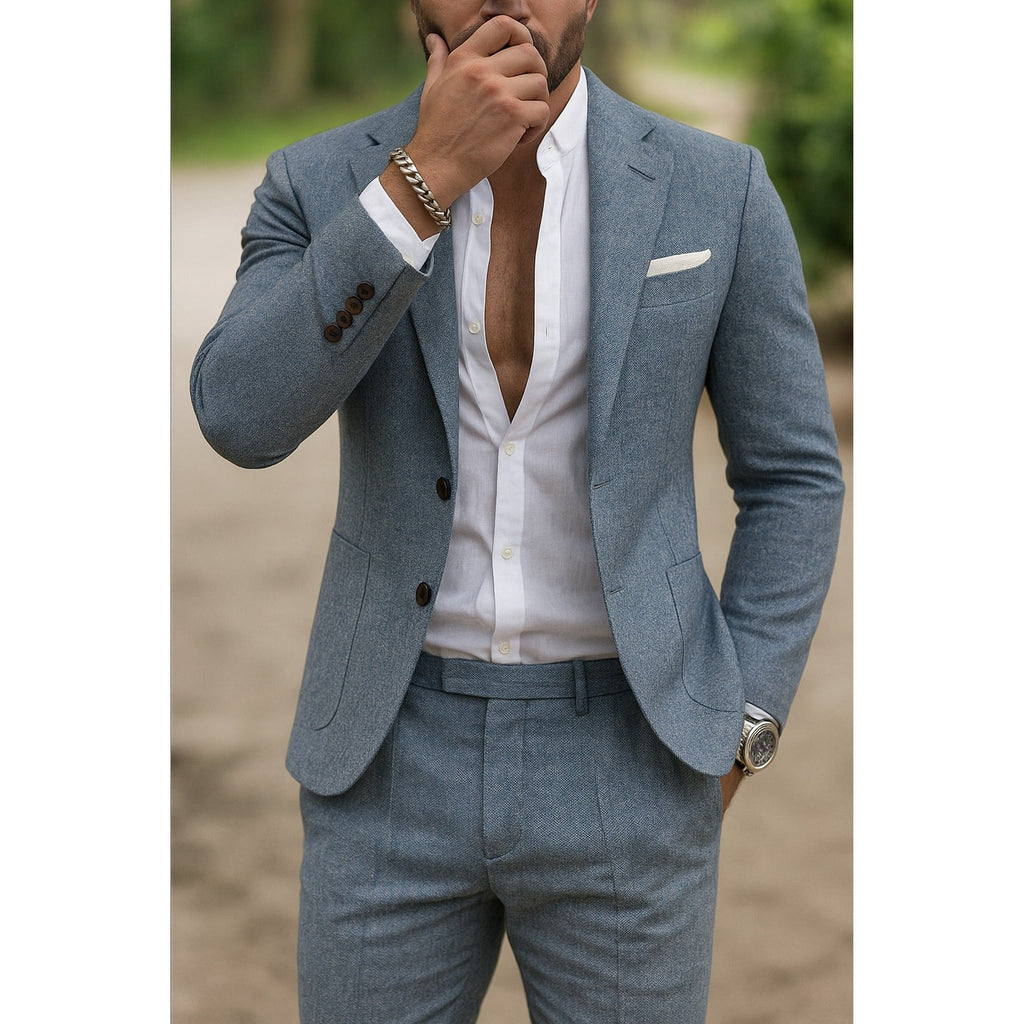 Leo Slim-Fit Blazer and Trouser Set light blue – Mance Wear men's suit