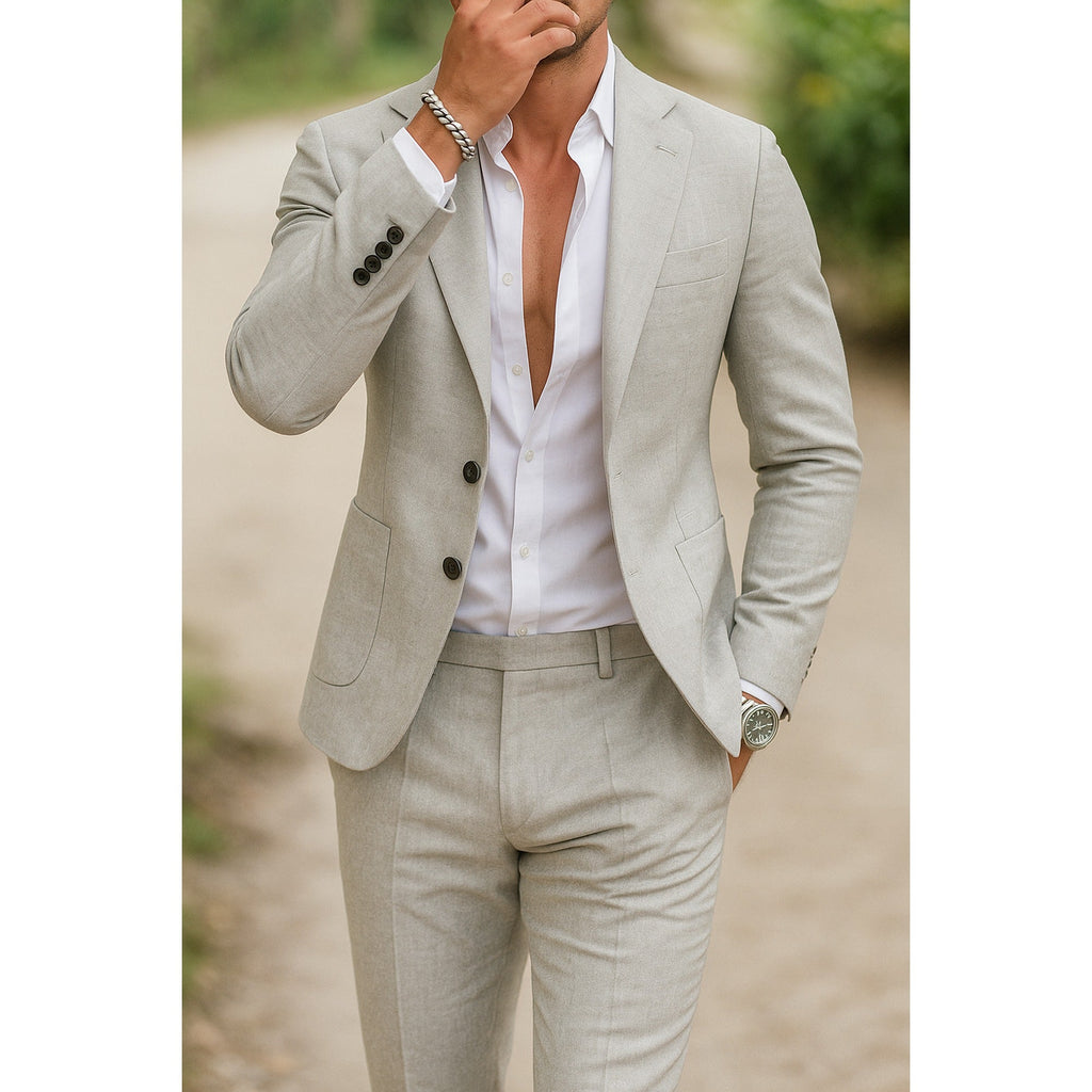 Leo Slim-Fit Blazer and Trouser Set light gray – Mance Wear men's suit