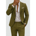 Leo Slim-Fit Blazer and Trouser Set olive green – Mance Wear men's suit