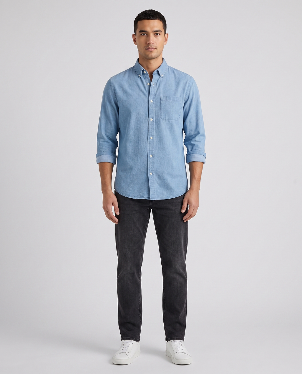 Miles Chambray Shirt in Light Blue by Mance Wear