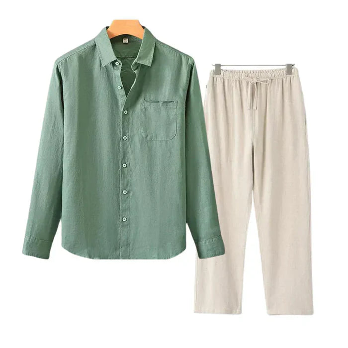 Linen Lifestyle Set – Green & Beige - Mance Wear S