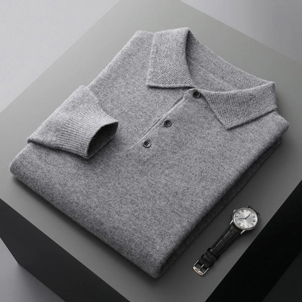 Jonah Cashmere Polo Sweater gray – Mance Wear men's sweater