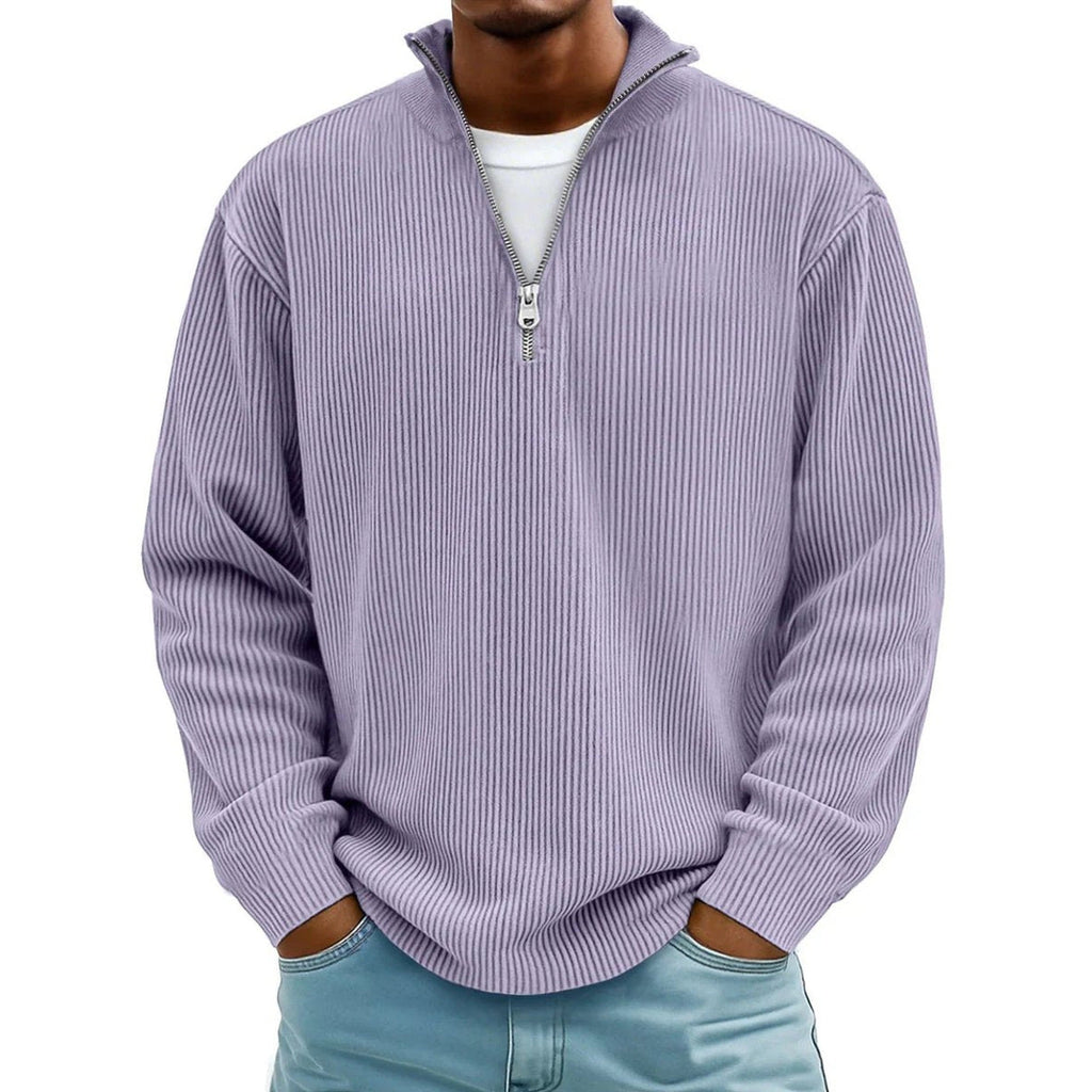 Harvey Ribbed Knit Quarter-Zip Sweater purple – Mance Wear men's sweater
