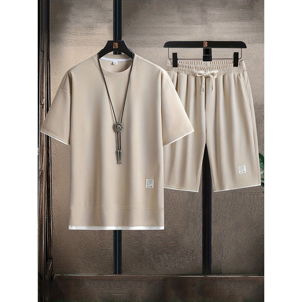 Dean Waffle Tee and Shorts Set beige – Mance Wear men's set