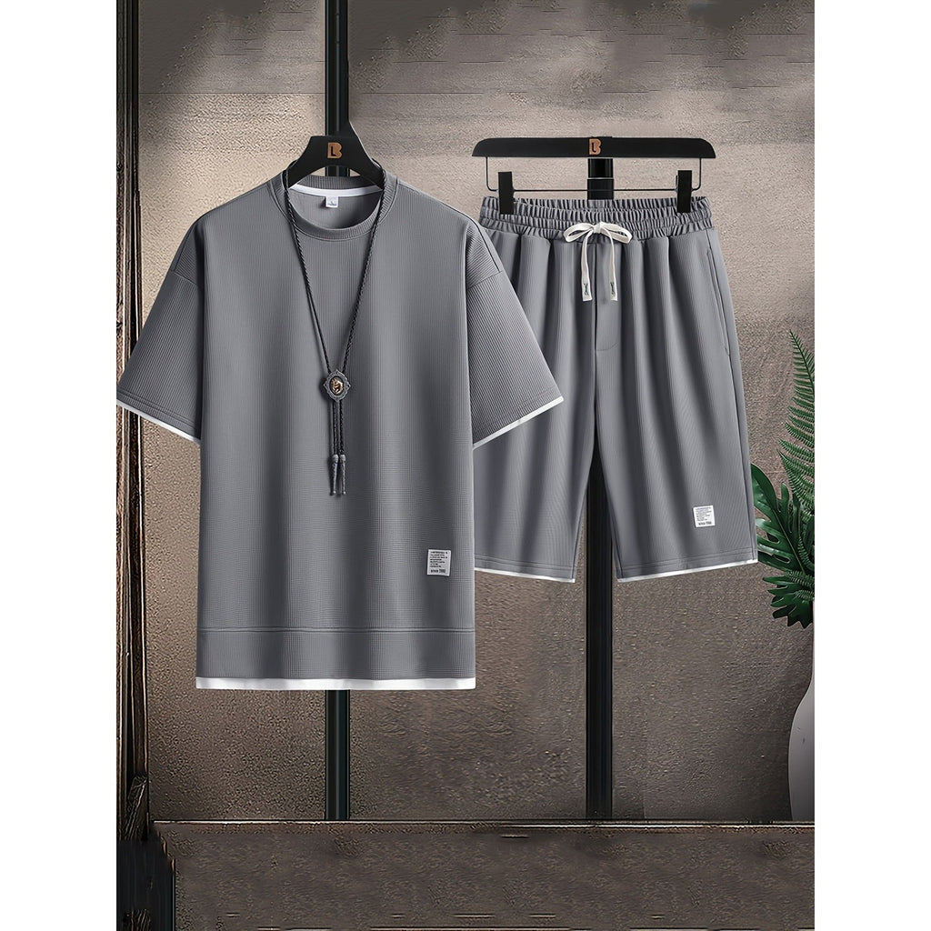 Dean Waffle Tee and Shorts Set gray – Mance Wear men's set