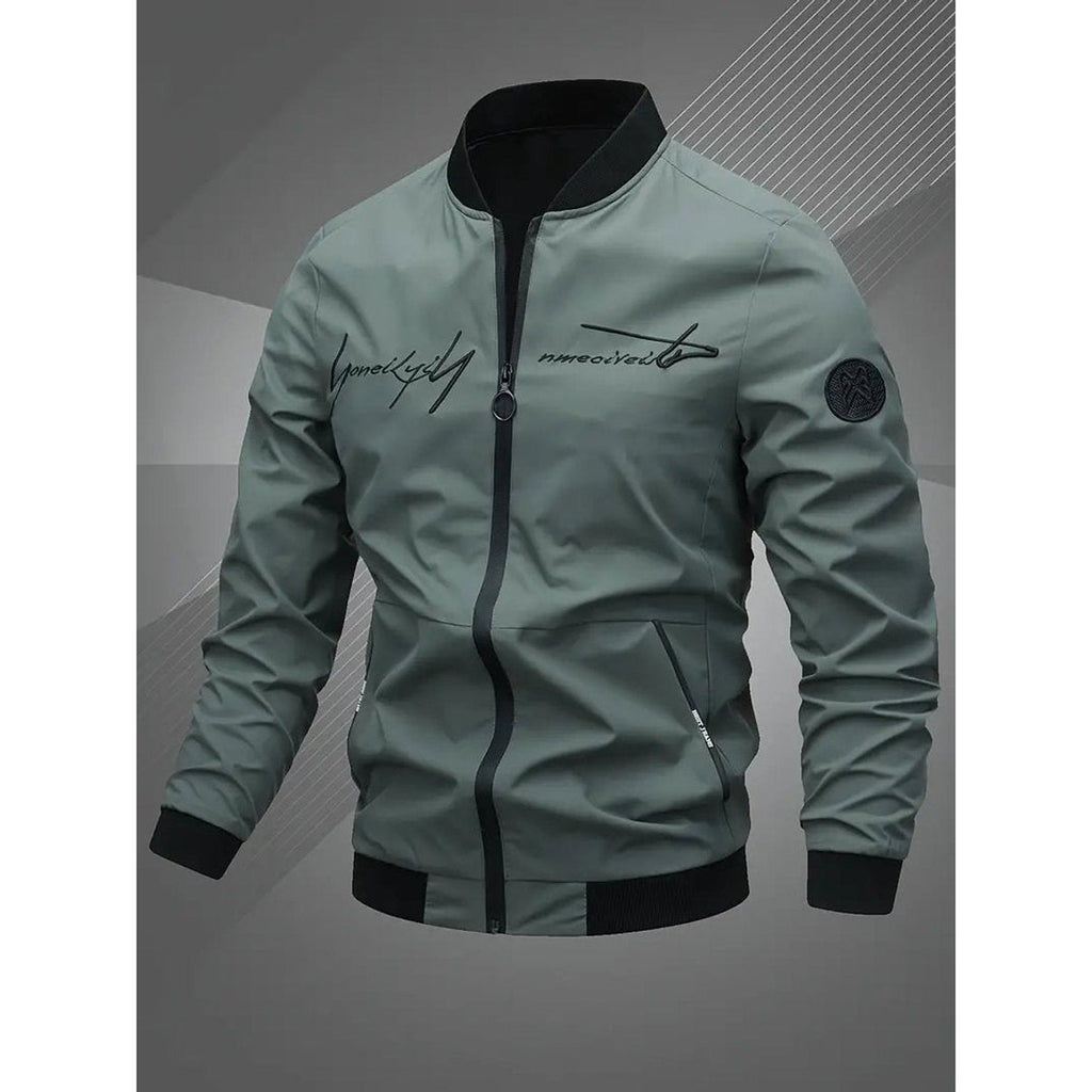 Evan Baseball Collar Bomber Jacket army green – Mance Wear men's jacket