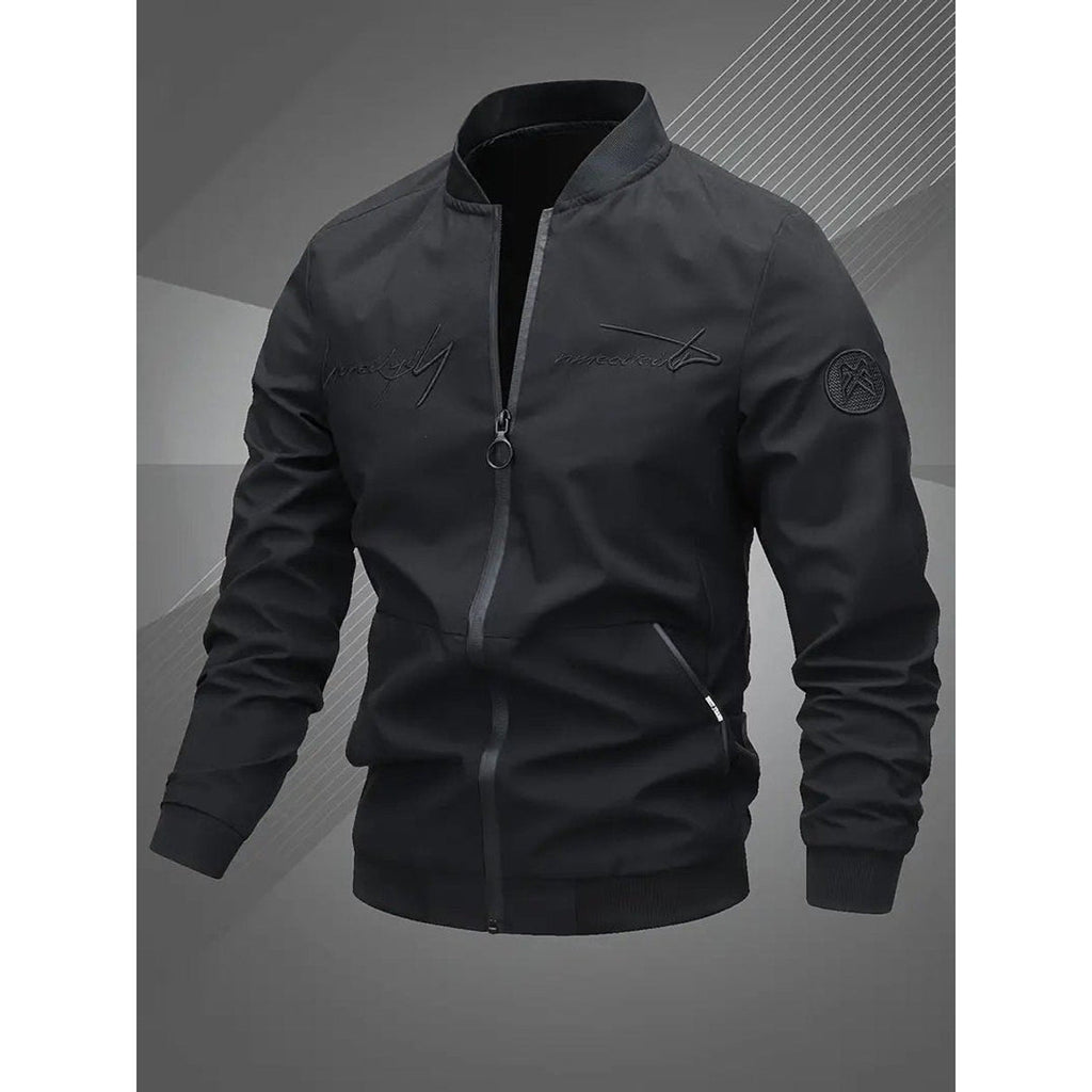 Evan Baseball Collar Bomber Jacket black – Mance Wear men's jacket