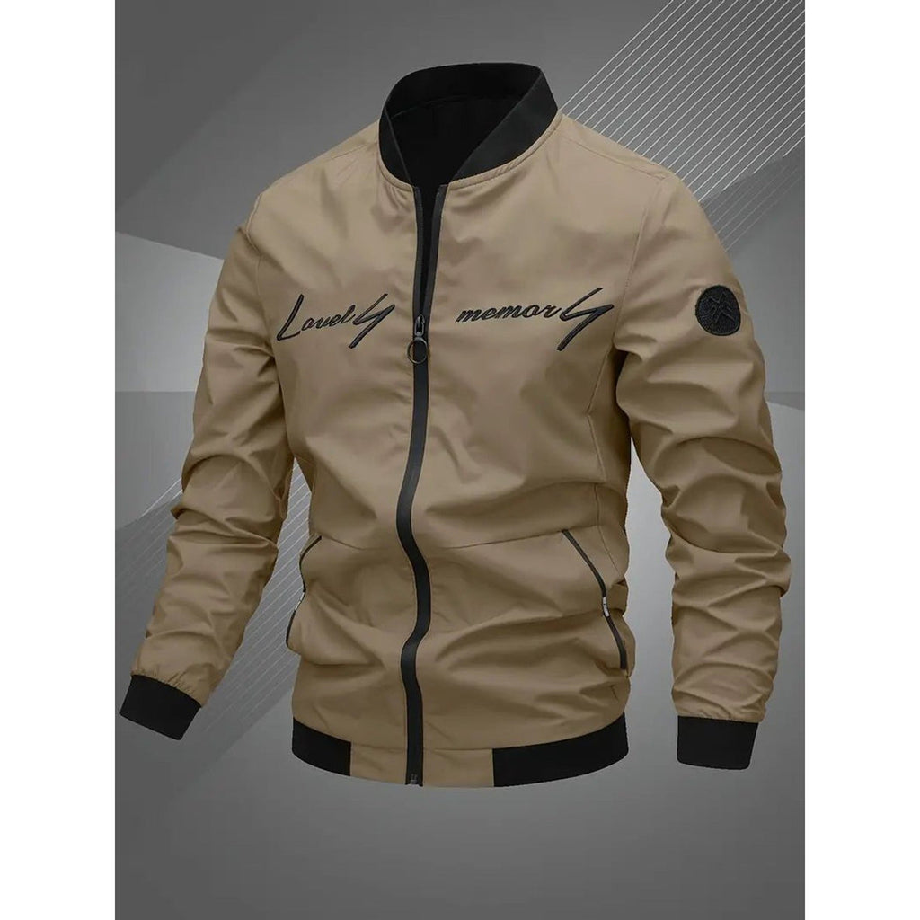 Evan Baseball Collar Bomber Jacket khaki – Mance Wear men's jacket