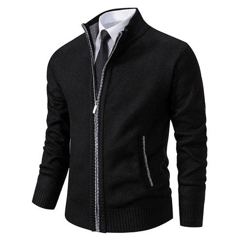 Alistair Merino Zip-Up Cardigan - Black