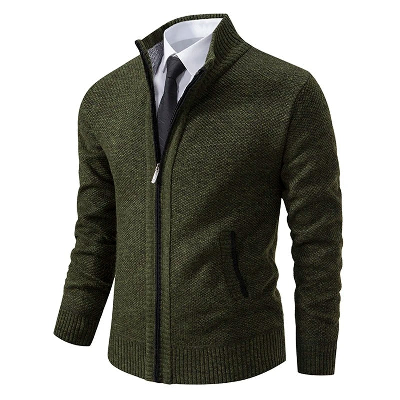 Alistair Merino Zip-Up Cardigan - Green