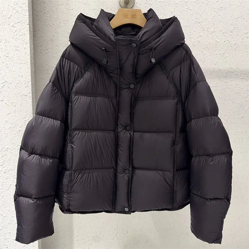 Astrid Hooded Puffer Jacket in Black