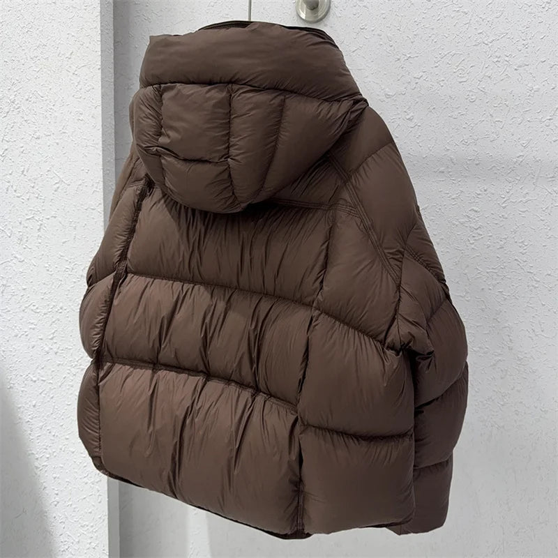 Astrid Hooded Puffer Jacket in Chocolate