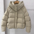 Astrid Hooded Puffer Jacket in Stone