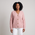 Bella Button Up Knit Cardigan in Pink on model